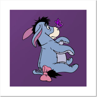 Donkey with Awareness Ribbon Butterfly (Purple) Posters and Art